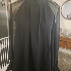 Rebecca Minkoff Sheer Black Long-Sleeve Blouse